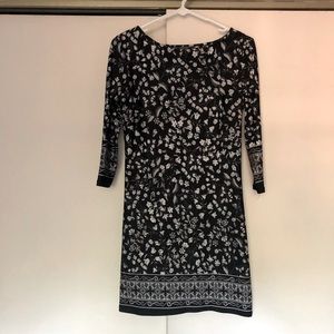 Black floral pattern mini dress